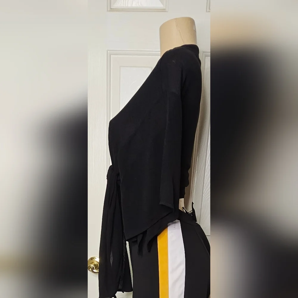 Black Tie-Front Top - Picture 2 of 4